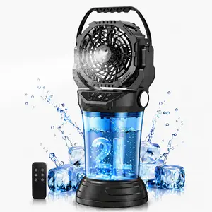 2026 New  Misting fan&Desktop fan&Portable Multi-functional Fan with 38000mAh Rechargeable Battery, 120° Auto Oscillating Battery Powered Fan, 4 Speeds Spray Fan with RGB mood  light for Camping, Home Office,Bedroom,Patio, Outdoor, Travel (Black)