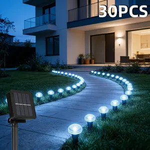 30 Solar Path Lights, Lawn Lights with 8 Flash Modes and Light Sensor, Ideal for Weddings, Parties, Gardens, Festivals, Anniversaries, Balls, Solar Pathway Lights, Solar Powered Lighting