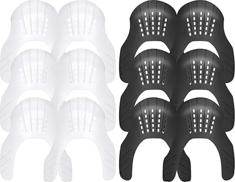 Shoe Crease Guards - 6 Pairs Toe Protectors for Shoes with Breathable Holes & C-Notched Design, Wrinkle Prevention Sneaker Shields Fit for Air Force 1, Jordan 1, Jordan 4, Dunks, Sizes 3-15, Soft Tpr/Tpe, Improves Appearance Of Old Wrinkled Shoes