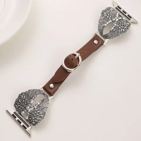 Bohemian Style Rhinestone Watch Band, Zinc Alloy Material, Wing/flower Pattern, Vintage Replacement Strap, Fits Apple Watch 38mm-49mm, Smart Watch Accessories, Watch Straps, Smartwatch Accessories