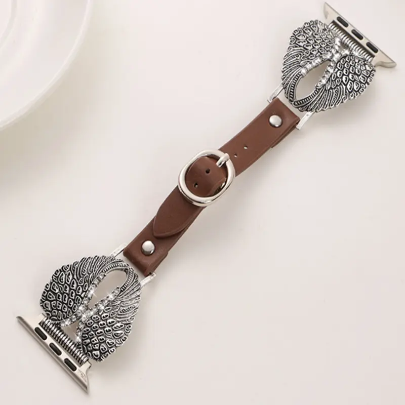 Bohemian Style Rhinestone Watch Band, Zinc Alloy Material, Wing/flower Pattern, Vintage Replacement Strap, Fits Apple Watch 38mm-49mm, Smart Watch Accessories, Watch Straps, Smartwatch Accessories