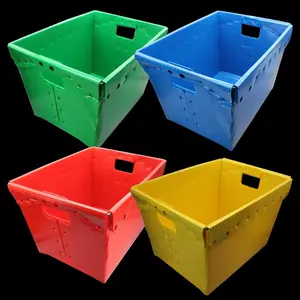 212 MAIN 4-Pack Assorted Plastic Hand Organiser Boxes - 11gal Primary Flipside Postal Storage Totes with Wire Rim for Motorcycle Accessories