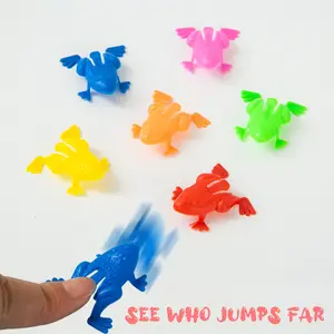Colorful Jumping Frog Toys, Plastic Finger Press Funny Bouncing Frog Toys, Frog Toys in Multiple Colors for Party Prizes, Birthday Gifts, Holiday Gift Bag Fillers, Halloween | Christmas Gifts