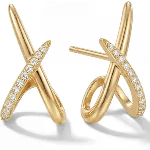 Gold Earrings for Women Trendy,14K Gold Stud Earrings Dainty Earrings Simple Minimalist Cubic Zirconia Diamond Gold Earrings Hypoallergenic Earring for Women Gifts