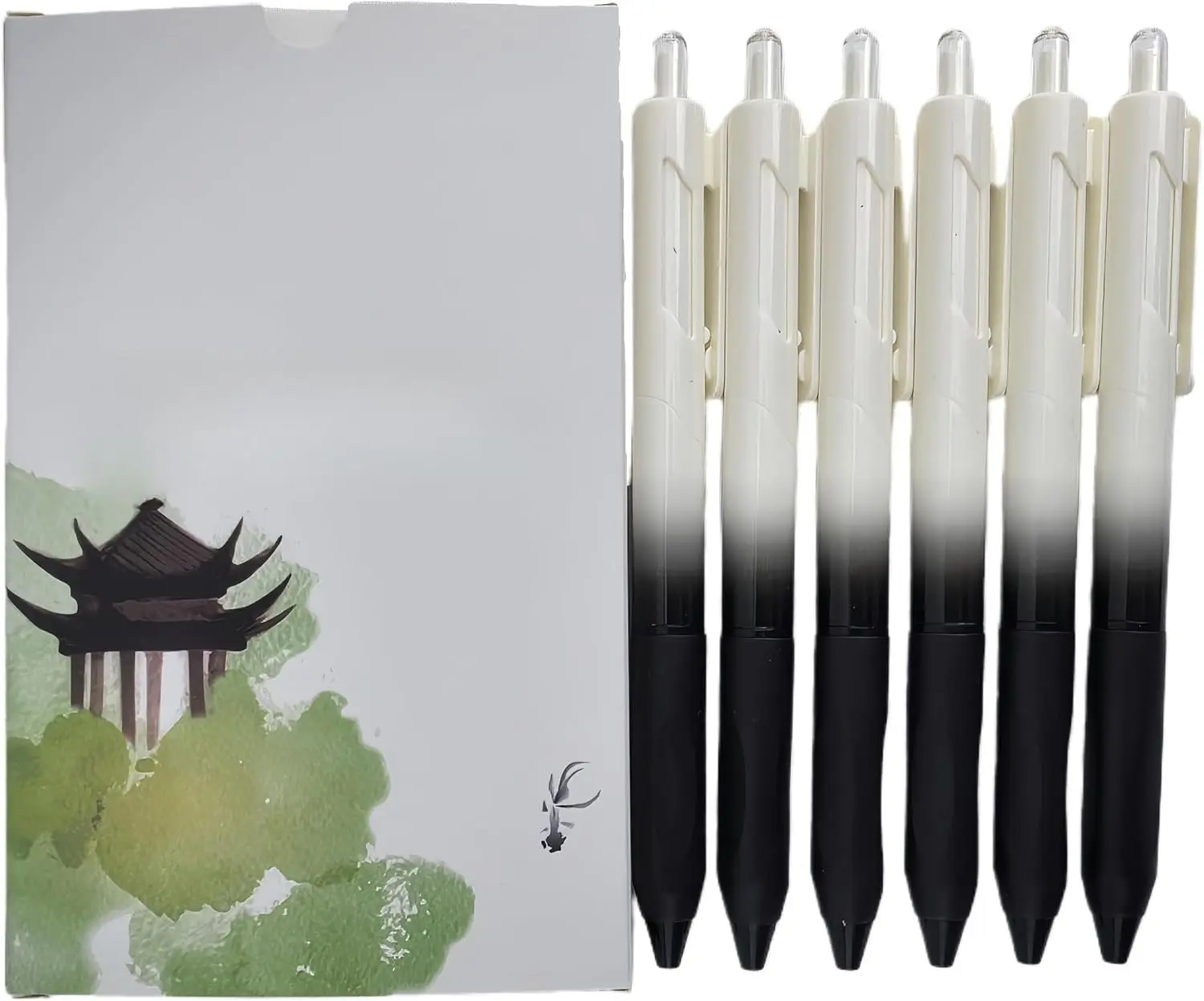 FRW01P6, 6Pack, Press Neutral Pen, Triangular Anti-Slip, Gradient Color, 0.5mm Ultra-Fine Pen Tip, Black Ink, Smooth Writing, Comfortable Grip (Black FRW01P6)