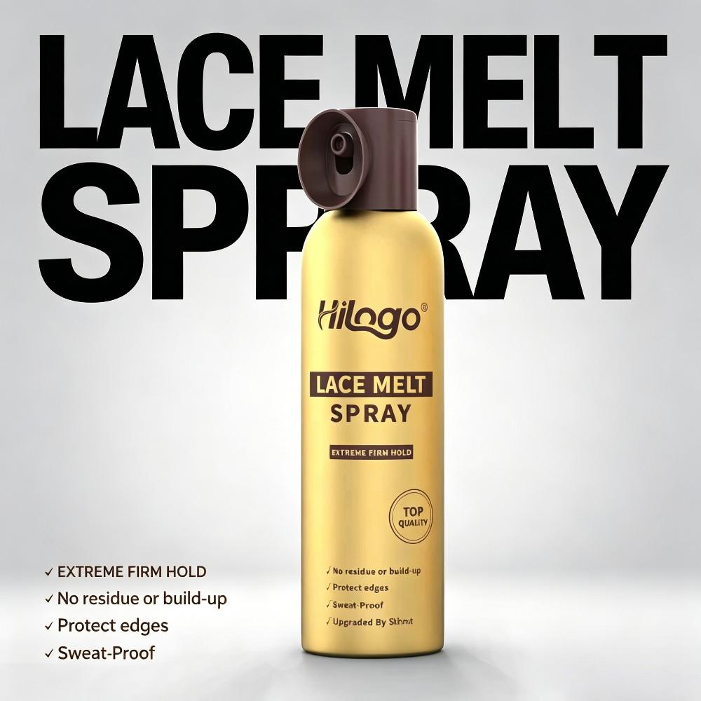 HILOGO Lace Melt Spray - Non-Toxic Aerosol Can Lace Wig Adhesive, Mild & Extra Strong Hold for Invisible Natural Hairline, Sweatproof for Smooth Finish, 180ml/6.09fl oz Single Item Haircare (3-Year Shelf Life), Daily, Yes