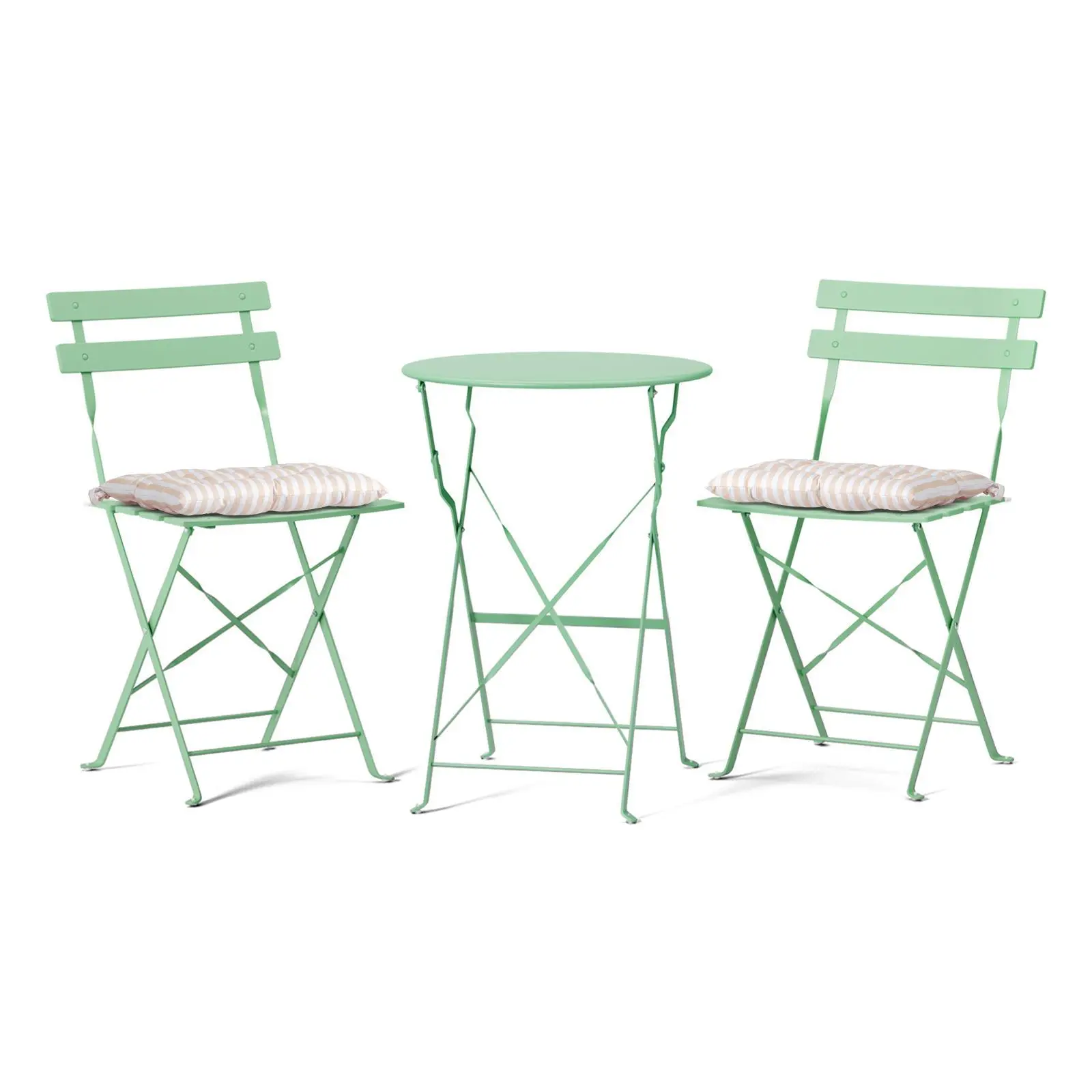 Karlhome Outdoor Folding Bistro Table and Chairs Set of 2, 3-Piece Bistro Set with Premium Steel Frame and Comfortable Cushions for Patio, Balcony, Garden, Porch, Yard