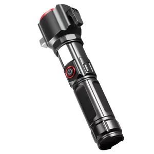 FCESUY Aluminum Alloy  Safety Hammer Flashlight/Waterproof LED High Power Flashlight Charging Library/Night Walking/Camping Cycling/Outdoor Adventure/Night Walking/Free Aluminum Alloy Keychain Emergency Light, (2 pieces)