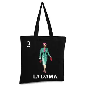 La Dama from Loteria Vintage Mexican Card Bingo Illustration Reusable Tote Bag