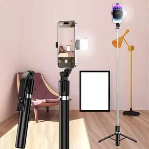 1700mm Selfie Stick Wireless Selfie Stick Phone Tripod Extendable Stand Foldable Single Rod Stand Suitable for Smartphones Balanced Stable Shooting Live Streaming, Selfie Stick with Remote Control