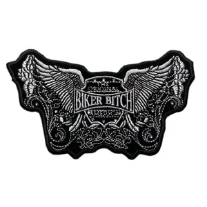 Biker Bitch Rhinestone Ladies Patch [Iron on sew on -5.0 x 3.0 - PP6]