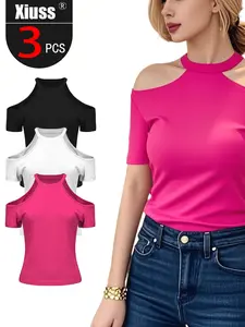 Summer Strapless Designer T-Shirt Spring Wear 3PCS High Stretch Slim Women's Tops T-Shirt 006