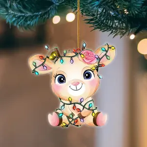 Goat Christmas Light 2D Flat Acrylic Hanging Ornament Animals Shaped