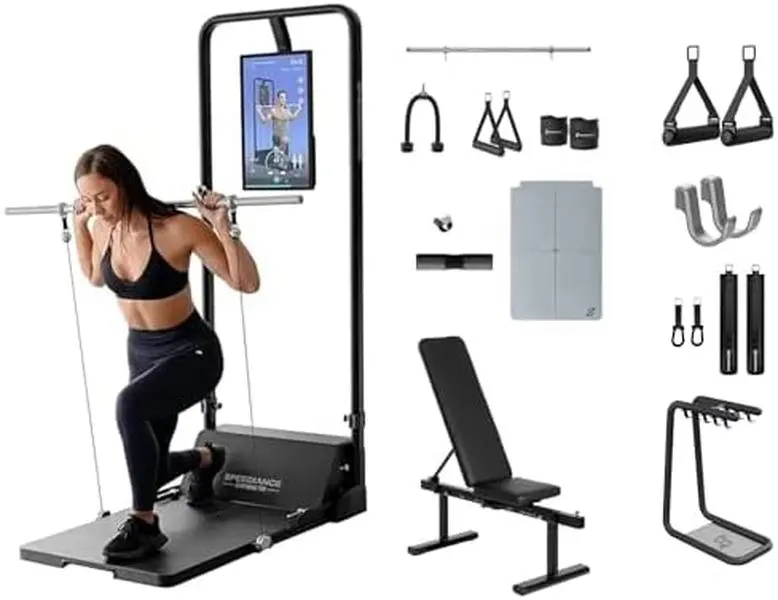 Speediance Gym Monster Works Plus & Smart PowerGrip & Adjustable Barbell Hooks & Extender Belt Attachments & Gym Accessories Organizer Bundle