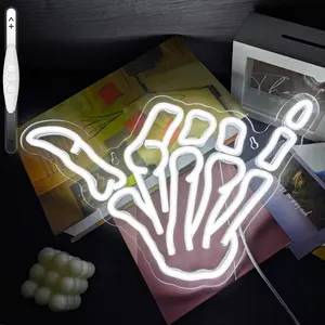 Aloha Hand Gesture Neon Light, Shaka Hand Gesture Skeleton Hand LED Neon Light for Wall Decoration Bedroom Decoration Bar Restaurant Birthday Gift Art Wall Decor Light