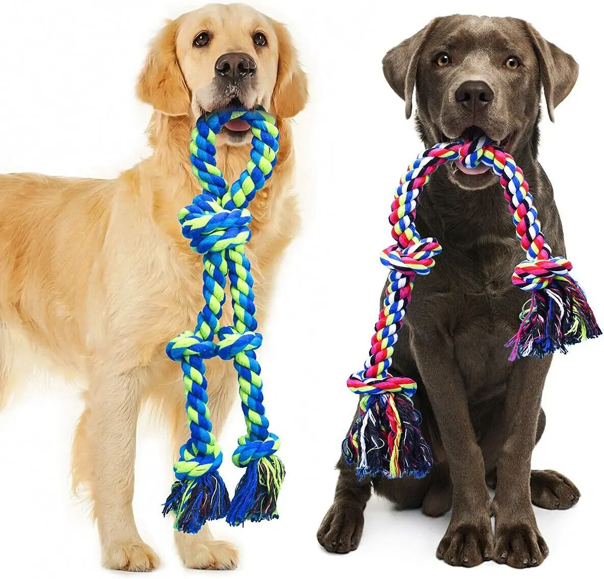 2-Piece dog leash toy, suitable for large and medium domineering chews, heavy duty dog leash toy, suitable for large dogs, indestructible dog chew toy, tug-of-war dog toy