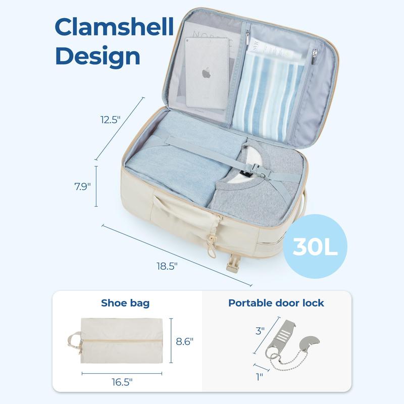 BAGSMART 17.3 Inch Carry On Travel 30L Backpack Travel Bag With Shoe Bag - Water Resistant Daypack for Men and Women TikTokShopHolidayHaul