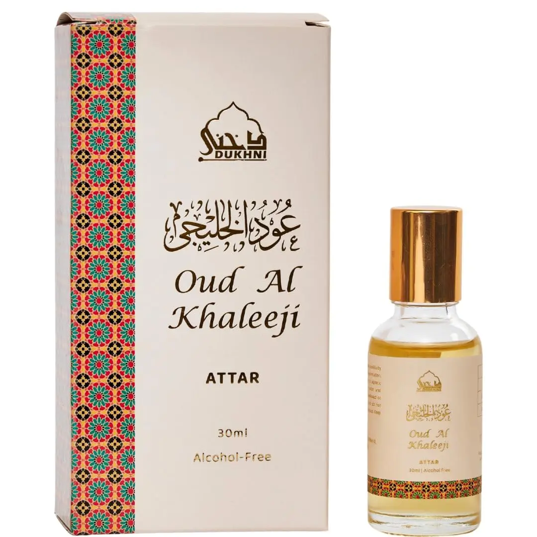 Dukhni Oud al Khaleeji Attar Oil Arab perfume oils for men and women | 30ml Pure roll on perfume scents | Arabian oudh oil fragrances | Eid, Ramadan Gift Set, Vegan Islamic Fragrances