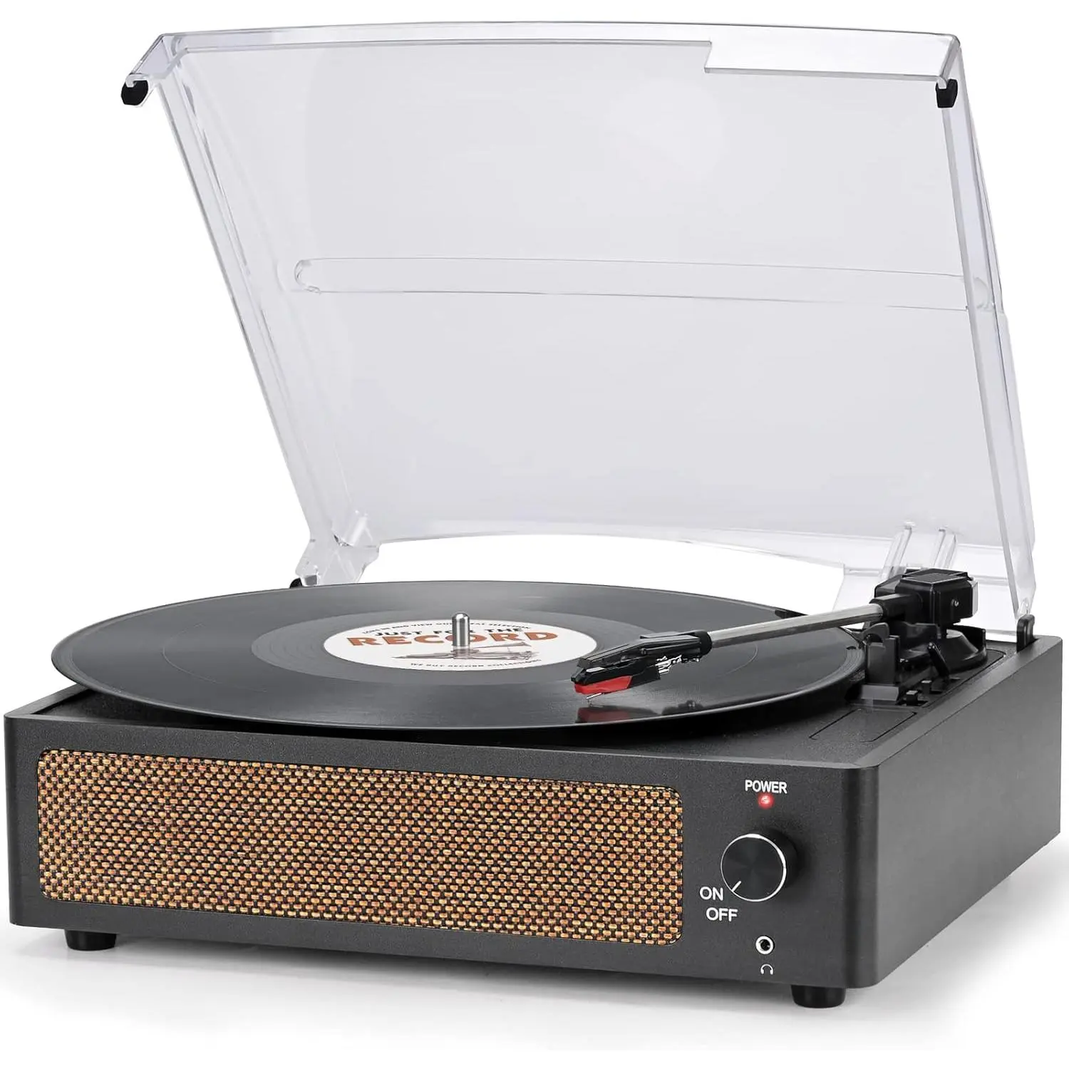 Vinyl Record Player with Speakers  Turntable for Vinyls Records Belt-Driven Turn Table Support 3-Speed,  Playback, Headphone, AUX-in,  Line LP Phonograph for Sound Enjoyment Black