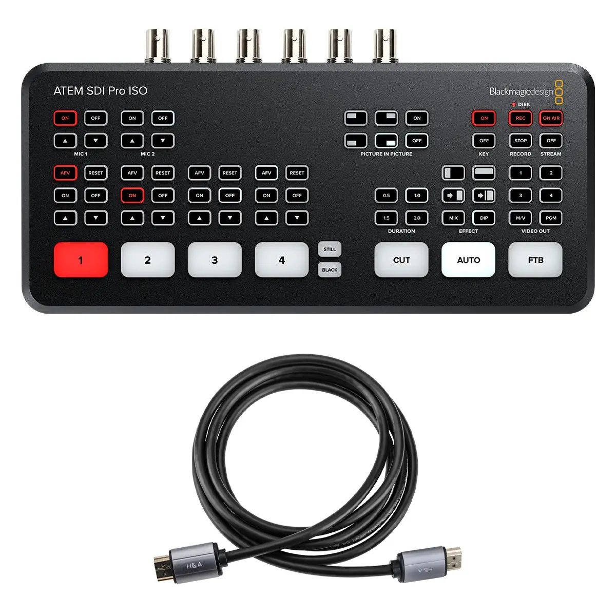 Blackmagic Design ATEM SDI Pro ISO Live Production Switcher, Bundle with Gold Series 6' HDMI 2.0 Cable with Ethernet