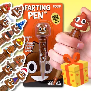 Farting Poop Pen with 7 Funny Fart Sounds - Silly Novelty Gag Gift for Boys & Girls Ages 8-12, Funny Gifts for Kids & Teens, Great Birthday Gift Ideas, Poop Pen That Actually Farts (1 Pen Included)