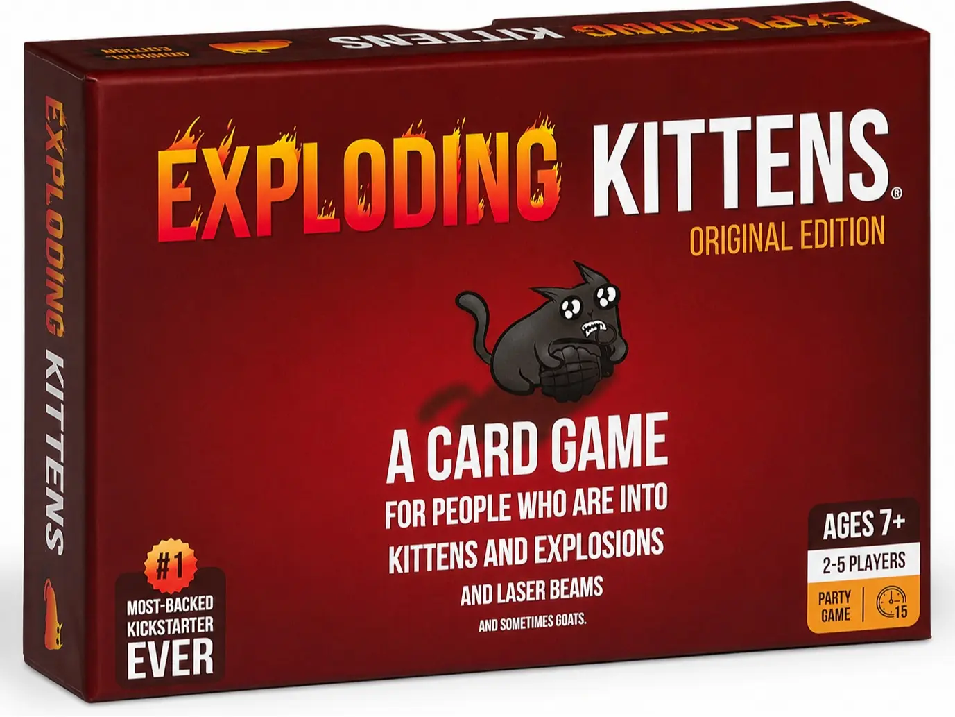 Exploding Kittens Original Edition, 2-5 Players, Ages 7+ Card Game | Draw cards, betray your friends, and try not to explode! Great for family game nights, parties, travel, quick 15-minute play.