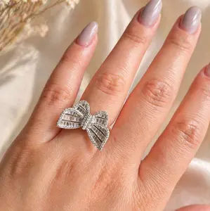 Anillo de mariposas de Moissanite certificado plata 925 medida 7