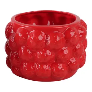Sagebrook Home 20273-03 7 in. Strawberries Flower Pot, Red
