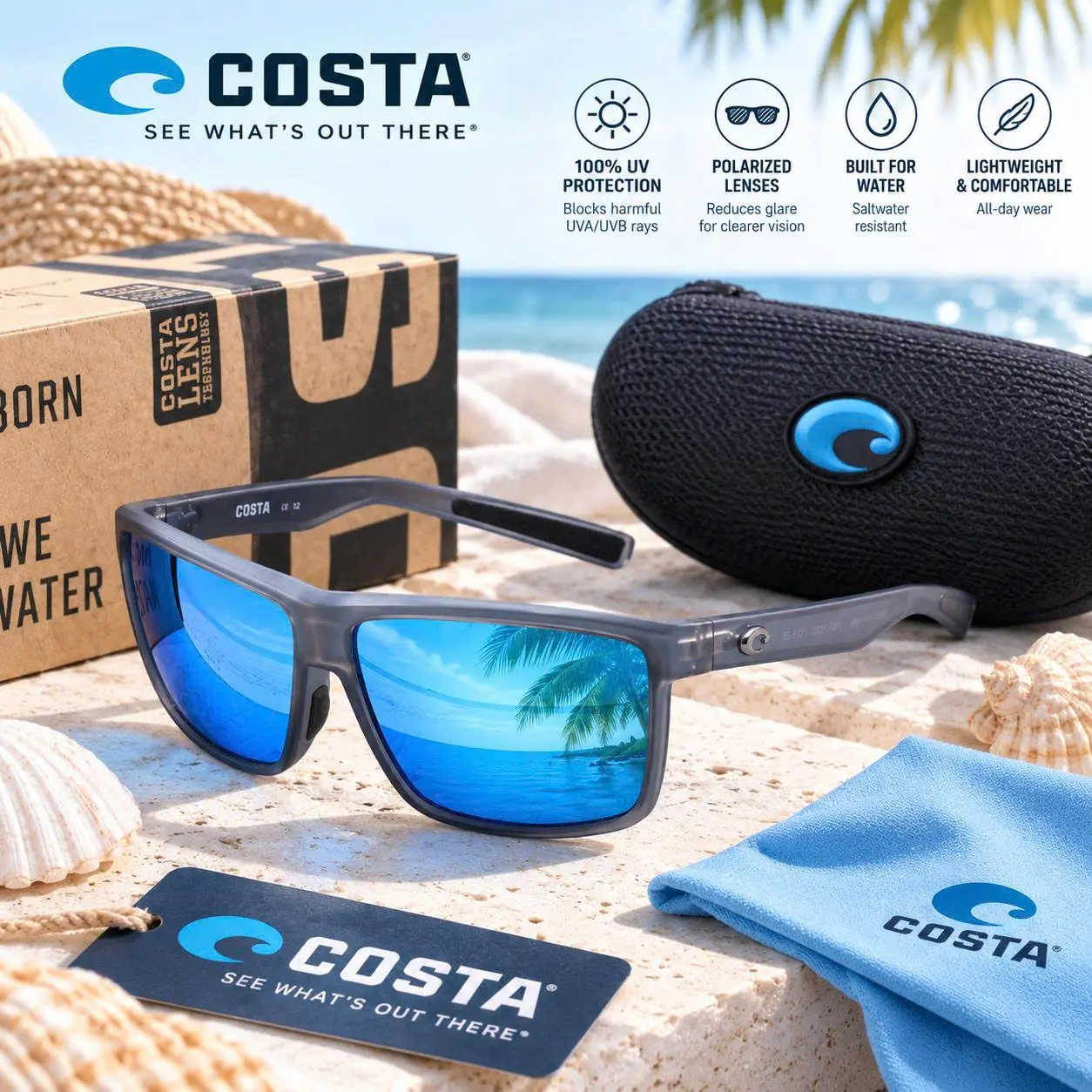 Costa Del Mar Classic Sport Polarized UV-Protection Sunglasses for Men, Outdoor Activities