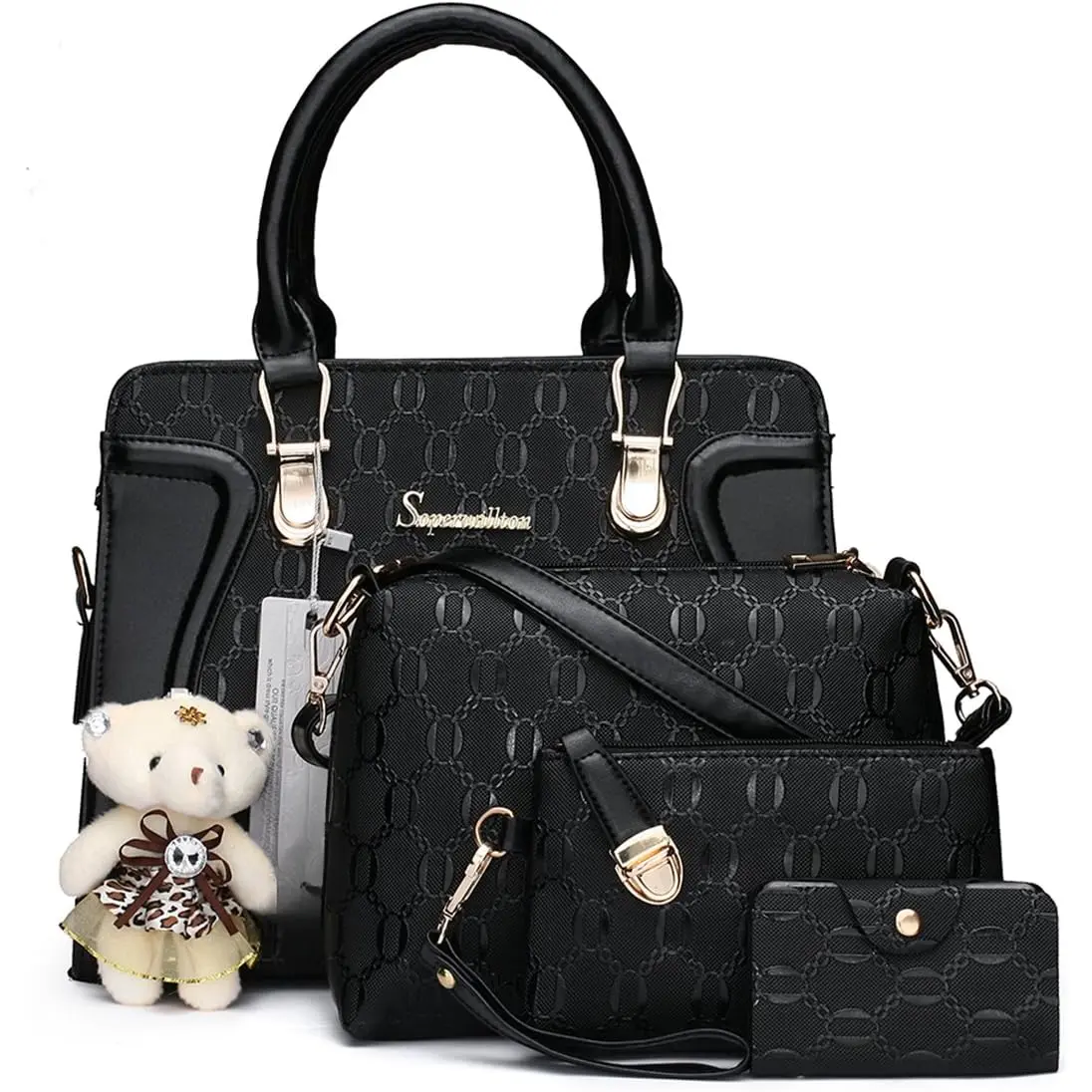 Women's Fashion Handbags Tote Bags  Bag Top Handle Satchel Purse Set 4 count