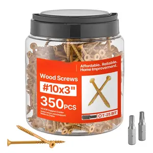 Wood Screws 350 PCS,  , # 10 x 3-Inch Anti-Rust Coated, Exterior Deck Screw Torx/T25 Star Drive, Metal Rust-Resistant Outdoor Decking Screws with 2 Screw Connectors, for Decking Fencing Framing