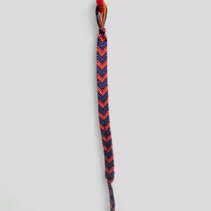 Chevron Vivid Colored Bracelet - Handcrafted with Vibrant Orange and Navy Blue Threads for Stylish Accessory