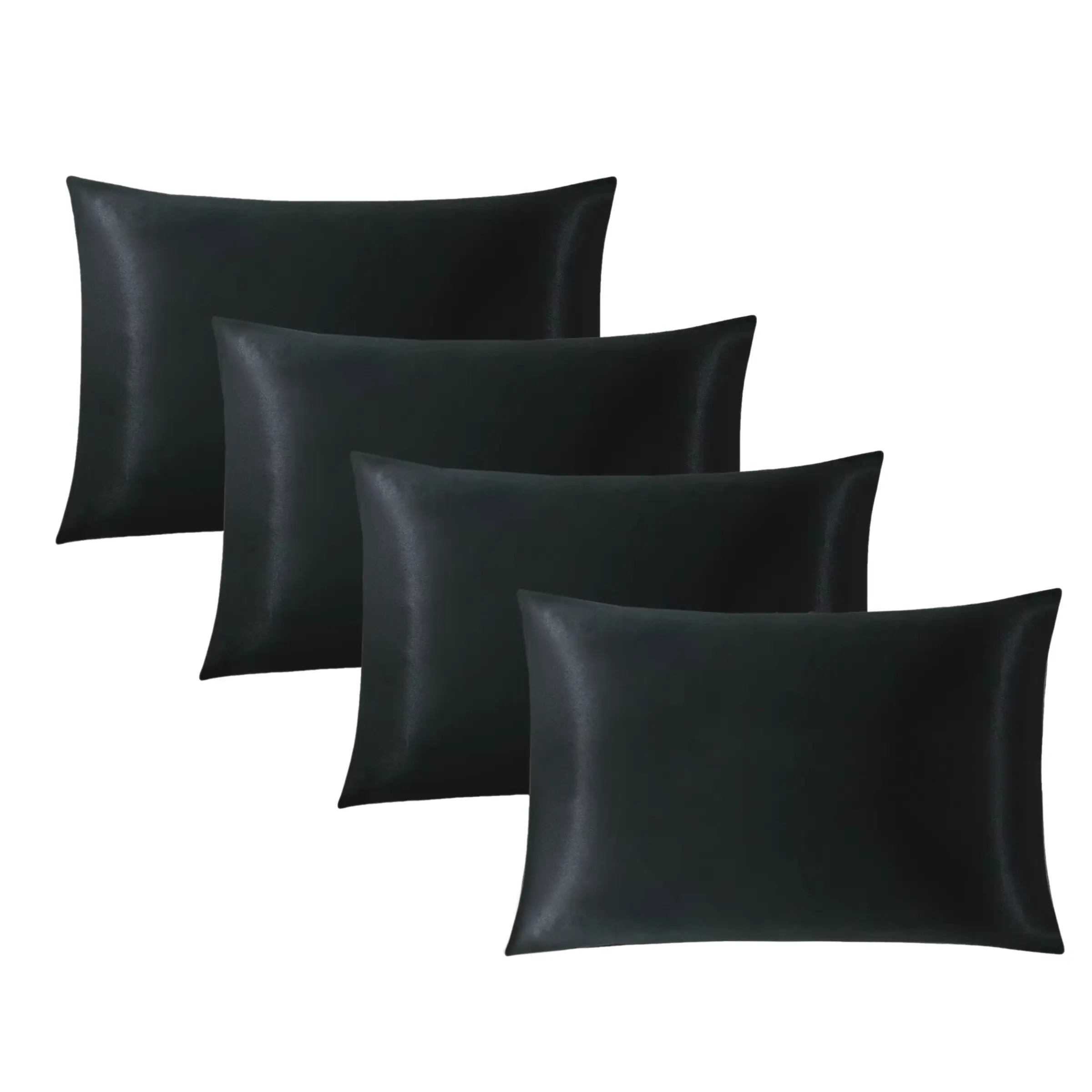 2/4-Pack Black Satin Silk Pillowcases - Cooling Luxurious Gentle on Skin Hair Care Pillow Covers - Envelope Closure Sleek Beauty Sleep Silky Satin Bedding for Modern Bedroom (Unisex Gift, No Pillow Core)
