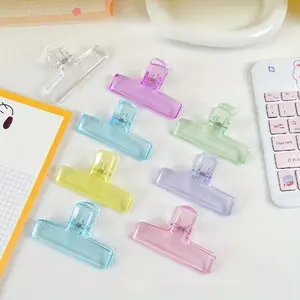 8pcs Creative Simple Transparent Acrylic Clips, Random Color Long Tail Clip, Dovetail Storage Document Test Paper Clip, Binder Receipts Folder Learning Stationery
