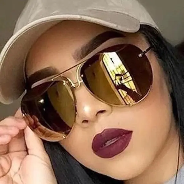 Women's XL Size Aviator Sunglasses Frames (65mm) - Metallic Designer-Inspired Full Rim UV400 Protection, Beach Aesthetic Casual Stylish Glasses, Daily Elegance Stylish Accessories for Country Posh Style, Gold Mirror