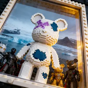 Large 3D Puzzle Building Blocks Set, Creative Ice Bear Figure, 43cm/16.93 Inches, 4528 Pieces, High Difficulty Interlocking Toy