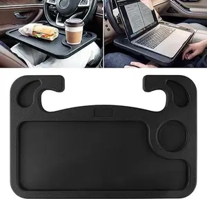 Car Steering Wheel Desk Tray – Portable Laptop & Eating Table for Car, Multipurpose Travel Food Tray & Workstation (Black)