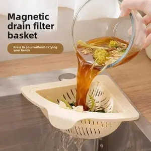 Magnetic Hangable Drain Basket Kitchen Cleaning Food Residue Leftovers Storage Rack Sink Filter Basket