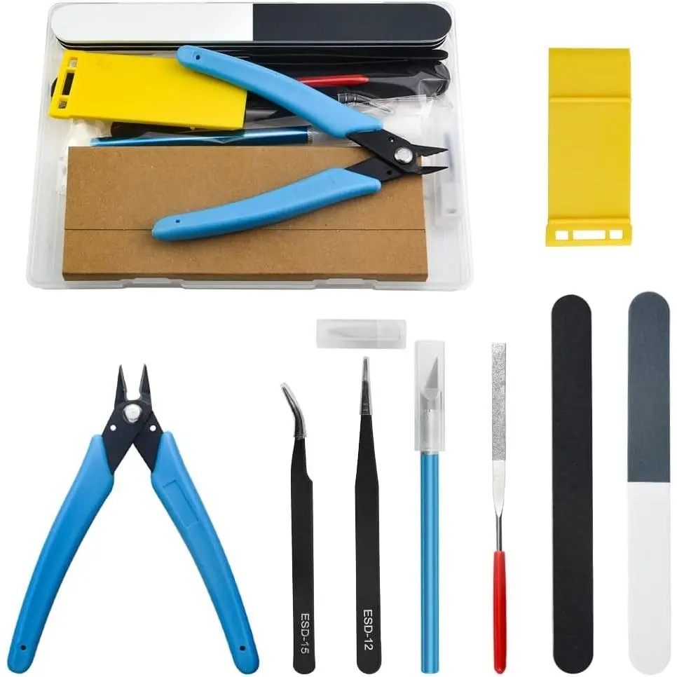 Professional 9 count Model Tools Kit Modeler Basic Tools Craft Set Hobby Building Tools Kit for Gundam Car Model Building Repairing and Fixing(B)