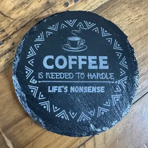 Engraved Coaster with Sense of Humor for Tableware