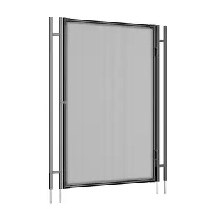 4 ft x 2.5 ft Pool Fence Gate, Pool Fence Gate Kit with Steel Aluminum Pipe Frame for InGround Above Ground Pools, Black