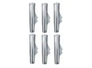 Weld On Fishing Rod Holder (6 Pack) - 10" Flared Tulip with Vinyl Insert and Coped Blade for 1-5/16" OD Tube/Pipe - Polished Anodized Aluminum