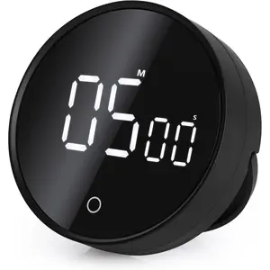 Digital Kitchen Timers, 199 Minutes Countdown Countup Rotary Timer, Large LED Stopwatch, Volume Adjustable Kitchen, Study, Workout, and Office Timer Black