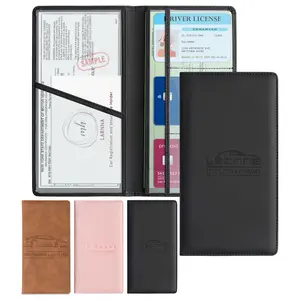 Car Registration & Insurance Card Bag, Card Organizer, Magnetic Closure Car Glove Box Storage Box, PU Leather Storage Clip, Car Essential Document Wallet for Men and Women