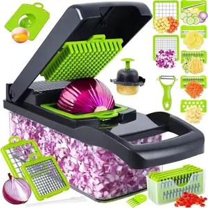 Vegetable Chopper, Mandolin Slicer, Kitchen Food Processor, Vegetable Chopper with Container and Lid, Food Chopper that Easily Slices, Dices, Chops, Grinds, Etc., Kitchen Utensil.