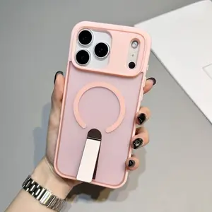 iPhone 17 Pro Max Case with Invisible Kickstand - Matte, Anti-Fingerprint, Skin-Feel Texture. New Air-Style Design (Compatible with iPhone 17 Pro, 16, 15, 14, 13, 12, 11 Series). Simple & Stylish, Contrast-Color Accents, Drop-Resistant Protection, Magneti