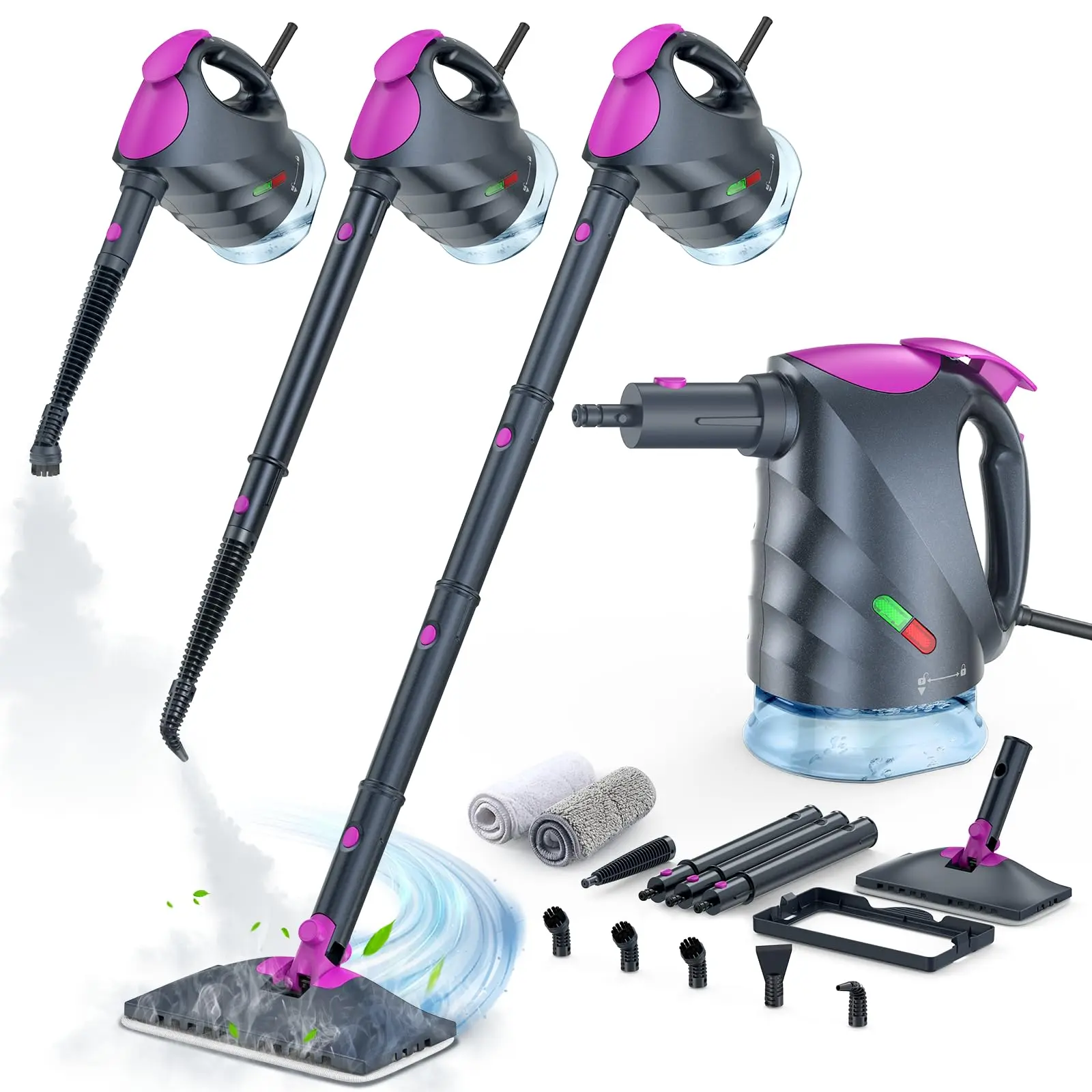Steam Mop & Detachable Handheld Steam Cleaner | 10s Fast Heat-Up, 248°F Deep Cleaning, 8 Accessories, 320ml Tank with Swivel Head Mop for Car Accessories Floor Home, Gray sohochic