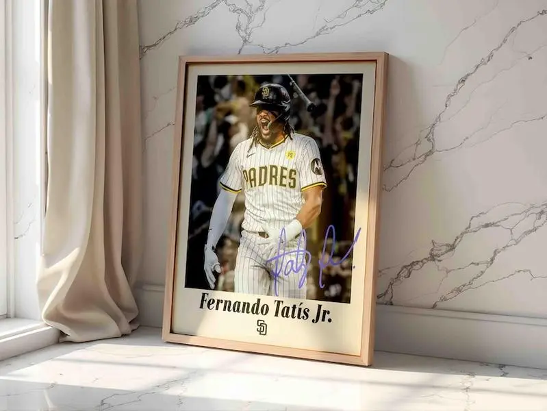 Fernando Tatis Jr. Poster, Baseball Superstar, Dynamic Sports Artwork for Game Room and Man Cave Decor