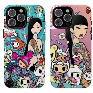 Tokidoki fashionable women's colorful graffiti design themed phone case, compatible with iPhone 17/16/15/14/13/12/11 Pro Max/Plus and Samsung Galaxy S23FE/22/23/24/25. Suitable as a gift for family members.