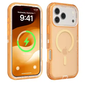 Heavy Duty Clear Transparent Magnetic Magsafe Durable 3-Layer Phone Case, Military Grade Drop Protection Shockproof DropProof Anti-drop Protective Cover for iPhone 12 13 14 15 16 17 Pro Max